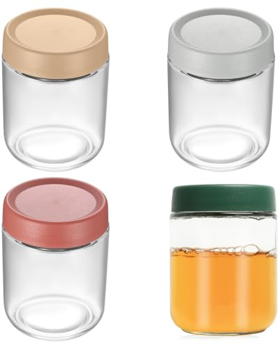 kebitedamai 4 Pcs Tarros de Cristal con Tapa Hermética, 500 ML Frascos De Vidrio con Tapa, Botes de Cristal con Tapas, Mason Jars, Botes Overnight Oats Jar para Ensalada Postre Yogur Muesli