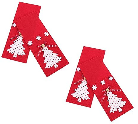 Cabilock Pochette à Couverts en Feutre Rouge Forme Sapin de Noël pour Rangement Facile 4 Pièces Décorative pour Table de Fête de Noël