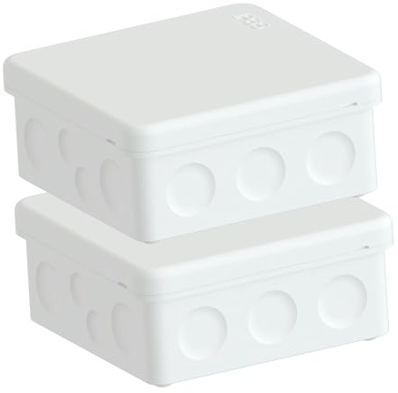 Temolink Scatola di giunzione IP65 Bianca, 2 pezzi Piccola scatola di distribuzione impermeabile da superficie con coperchio a scatto, Guarnizione in gomma migliorata, Scatola di distribuzione per