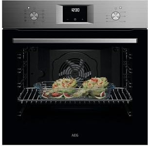 AEG Horno Multifunción OU5AB21FSM, 72 L, Limpieza AquaClean, 9 Programas, Ventilador XXL SurroundCook, Pantalla LED, Cocción Multinivel, Mandos Escamotables, Inox Antihuellas