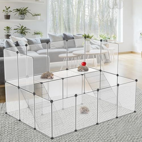 XMTECH Kleintiergehege Freigehege für Kaninchen aus pflegeleichtem Kunststoff, 143x108x93 cm, simples Stecksystem & einfache Reinigung, für innen & außen