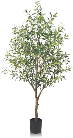 GOVIRAYE Olivier Artificiel 210cm - Grand Faux Arbre en Pot comme Réel, Décoration Salon/Bureau sans Entretien (4 Saisons)