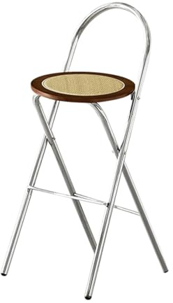 45/65/75cm Sgabello Banco Richiudibile con Schienale, Senza Montaggio, Sedia da Cucina Pieghevole in Acciaio per Interno, Ufficio, Soggiorno(Brown,26in/65cm)