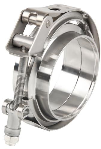 DOCAS 1 pieza 3,0 pulgadas 76,2mm Abrazadera de escape de banda V de liberación rápida de acero inoxidable universal con kit de brida para Turbos, Escape, Válvulas de Descarga, Válvulas de Escape