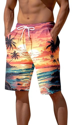 Genérico Bañadores con Bolsillos Pantalon Corto Cordón para Playa Pantalones Cortos Forro Malla y Bañador Hombre Natación Surf Bermudas Largo Rodilla Swim Shorts de Verano Ideal Gimnasio