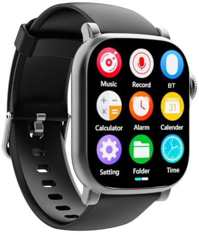 Filteilect Montre de sport multifonctionnelle, lecteur MP3 avec écran tactile de 5,1 cm, lecteur de musique Blue-Tood, corps en métal, lecteur vidéo et haut-parleur intégré (noir gris, 64 Go)