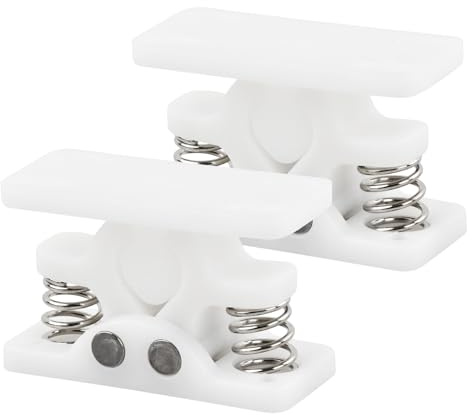 Fermaporta Camper Pesante 65mm - Fermo Porta con 8 Fori per Viti & Doppia Molla - Gancio per Roulotte, Camper, Barca, Casa (Bianco, 63x40x27mm) - Accessorio Antidanno per Pareti e Porte