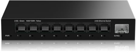 Harewtwy Switch di Rete da 2,5 GB A 8 Porte Switch Ethernet Non Gestito da 2,5 Gbps con Slot SFP+ da 10 GB Home Lab Switch di Configurazione Piccolo Spina UE