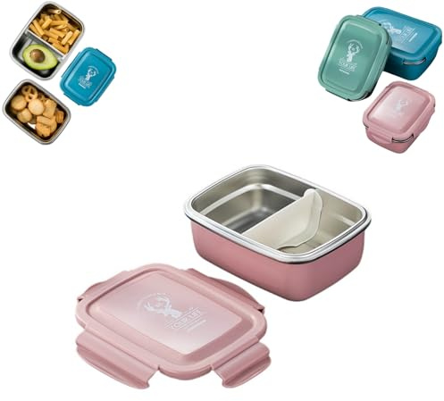 Genérico Loncheras de acero inoxidable con compartimentos, cajas de desayuno de metal para adultos,Fiambreras (Rosa, 350ML)