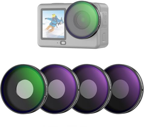 NEEWER CPL + ND-filterset kompatibel med DJI Osmo Action 6, endast 4-pack ND8/16/32 justerbar cirkulär polarisering, linspolariserare, skruva på flerskiktad actionkamera fotografitillbehör, FL-B100