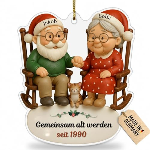 Customdo Personalisierte Christbaumkugel mit Name für Weihnachtsbaum - Individuelle Weihnachtskugel Gemeinsam alt Werden Deko selbst gestalten - Weihnachtsbaumschmuck Ornament Händchenhalten