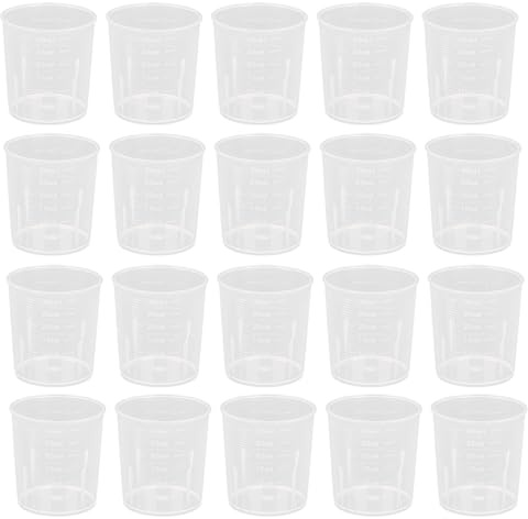 20 Pcs 30ml Plastic Graduated Measuring Cups, Measuring Jug, Clear Reusable Mini Medicine Cups with Scale Marks, Mixing Cup, for Home Kitchen Cooking, Lab Beakers, Baking, Measures Tool