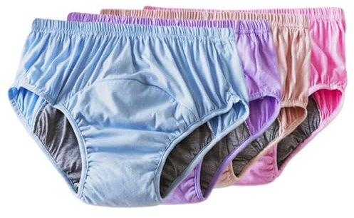 Pack of 4 High Waist Graphene Crotch Briefs, Pull on Pants for Women, Waterproof Incontinence Underwear, 3XL - Waist 37in