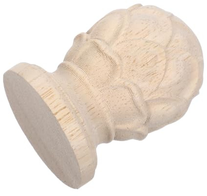 PRETYZOOM Remate Decorativo de Madera Tallada Piña, 4×6 Cm, Estilo Europeo para Husillos de Madera y Postes de Cama, Accesorio Interior Versátil para Decoración y Muebles