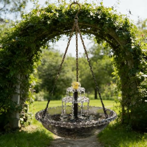 Nouveauté 2026 : Fontaine Solaire Suspendue pour Oiseaux — Fontaine Cascade Solaire Suspendue — Vasque À Cascade avec Pompe Solaire pour Jardin, Cour, Terrasse Et Pelouse.