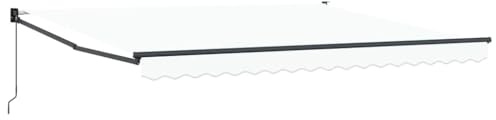 Kaorsrow Toldo con brazo articulado retráctil blanco 400 x 300 cm, toldo manual para terraza de poliéster y aluminio, toldo estable para balcón y sombra para jardín y terraza