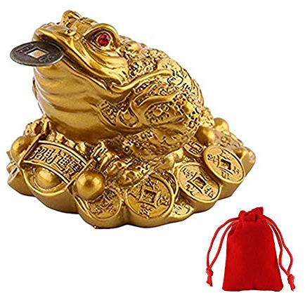 WYMAODAN statuetta a forma di rana con moneta portafortuna in bocca, portatrice di fortuna e ricchezze, decorazione feng shui