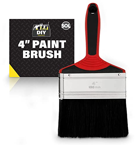 SOL 4 Inch Paint Brush - Fence Paint Brush for Interior and Exterior - Ideal for DIY, Walls, Woodwork, and Home Renovation - Soft Bristles for Smooth Finish