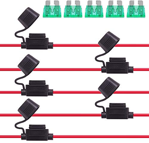 Rantecks ​​5PCS 12V voiture porte fusible lame enfichable etanche 12AWG faisceau de câbles porte-fusible automobile avec fusible de lame standard 30A pour voiture camion moto bateau