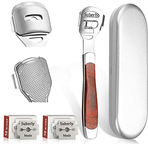 Professioneller Fußschaber, Kallusschneider aus Edelstahl, Pediküre Callus Razor Fußfeile für die Fußpflege, Kallusentferner für kopfabgestorbene Haut, Callus Hobel Mit 20PCS Ersatzklingen (22PCS)