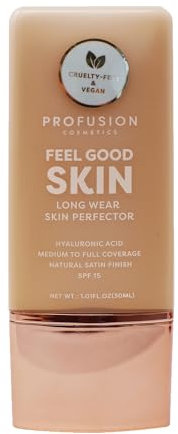 Profusion Cosmetics Lightweight Liquid Foundation for a Flawless and Elegant Radiance, Breathable Makeup for Improves Uneven Skin Tone, Cruelty-Free - Tan 1