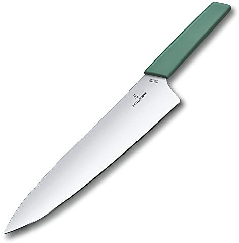 Victorinox Swiss Modern Tranchiermesser für Fleisch, Gerader Schliff, 25 cm lange Klinge aus Edelstahl, Ergonomischer Kunststoffgriff, Aquamarin