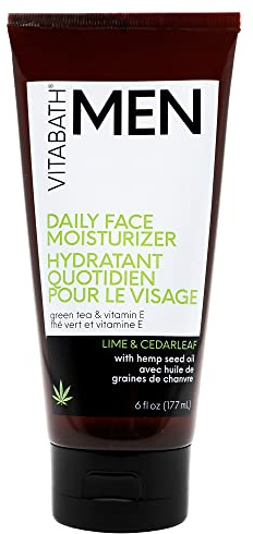 Vitabath Men's Reviving Face Cream Moisturizer - Hydrating Moisturizing Skincare for Him Helps Replenish Dry Skin & Reduce the Look of Wrinkles, Bags, Fine Lines - Lime & Cedarleaf - 6 fl oz