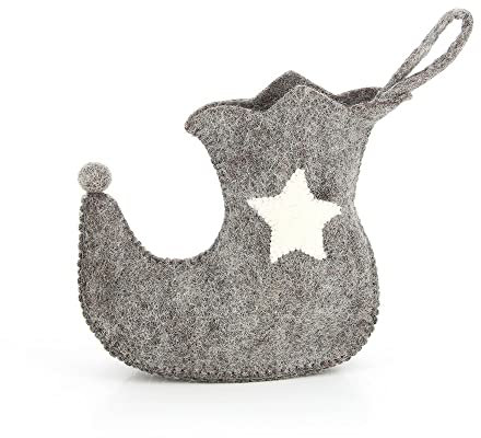 mitienda mit Liebe gemacht Handgemachter Stiefel Nikolaus aus Filz in grau, Nikolausstiefel, Weihnachtsdeko, Handmade
