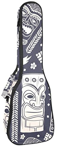Ukulele väska aloha tiki-mönster ukulele fodral för Sopran Tenor konsert 23 tum 10 mm tjock mjuk vadderad justerbara remmar spelväska