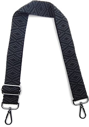 Taschengurt Schwarz, Taschengurte zum Wechseln, Verstellbarer Schultergurt für Taschen Breit 3.8cm mit Silber Karabiner, Stoff Umhängegurt für Taschen, Schulterriemen für Damen Taschen DIY, #8