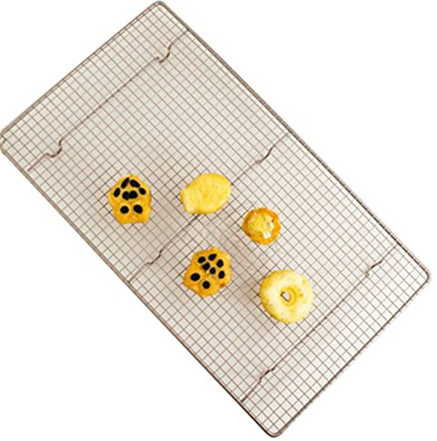 Tbkoly Oven Wire Racks Roasting Cooling Racks Baking Tray,Non-stick Cooling Net Kitchen Rack Biscuit Cake Bread Cooling Rack Drying Net Tool Design(Color:Gold,Size:One size)