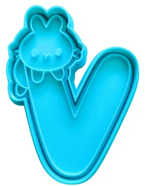 The Cookie Cutter Hub Emporte-pièce en forme de lettre V et gaufrage assorti pour cookies, biscuits, argile, décoration de pâtisserie 11 cm