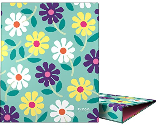 Grafoplás | A4 skolmapp | 4 blandade ringar 25 mm | Elena Corredoira Collection | Blommor | Mjuk vid beröring | FSC-certifierad