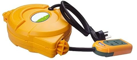 AMNOUR 5 m automatische einziehbare Stromkabeltrommel Draht einziehbares Kabelfass elektrische Kabeltrommel Stromschlauchtrommel 3000 W (Farbe: 3 x 1,5 x 5 m)