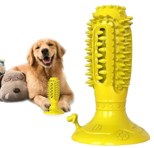 Squeaky Dental Toothbrush Chew Toy - Oral Hygiene, Fun Distraction, Treat Time, Oral Exercise, Suction Cup Base, Vibrant Colours, Slow Chew Training, Amusement, Tough Silicone, Dogs, Cats, Furry Pets