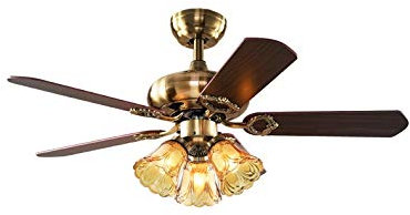 LEOSHI Ventilatore da soffitto vintage in legno con kit luce Ventilatore da soffitto per sala da pranzo con lampadario telecomandato Made in China