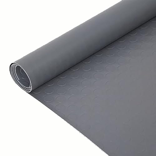 BESNUT 1,3 mm Dicke Garagen-Fußmatten, PVC-Garagen-Bodenbelag, wasserdichte, rutschfeste Gummibodenrollen, abgerundete Gummimatte for Turnhallenböden/Treppen/Industrie (Color : Gray, Size : 1.5x5m)