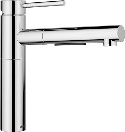 BLANCO ALTA-S II | Küchenarmatur in chrom | Hochdruck | Mit herausziehbarem Schlauch | Rückflussverhinderer | Keramik Kartusche | Gesicherte Wasserqualität & wassersparend