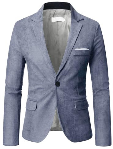 Abito casual da uomo in velluto a coste tinta unita con risvolto da uomo d'affari per il tempo libero tuta in pelle per gli uomini, Grigio, XXXXXL