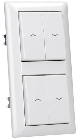 Jung Jalousieschalter Set Alpinweiß Serie A mit AS582WW Rahmen 2fach + 2x 509VU Jalousie-Wippschalter + 2x AS591-5PWW Wippe f. Jalousie-Schalter/-Taster (Duroplast)