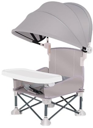 Klappbarer Baby-Hochstuhl, Baby-Campingstuhl mit Tablett und Baldachin, Tragbarer Baby-Fütterungsstuhl, 2024 Neuer Baby-Strandsitz für Picknicks im Freien, Partys, Familienessen