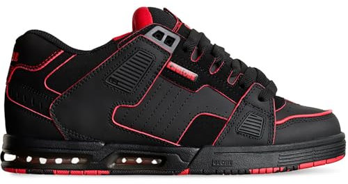 Globe Herren Fusion Skate Shoe, Schwarz/Rot/Mosaik, 43 EU