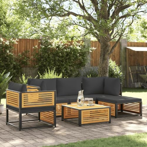 Juroupi 6-TLG. Garten-Sofagarnitur mit Kissen Gartengarnitur GartenmöBel Set Lounge MöBel Outdoor Lounge GartenmöBel Massivholz Akazie - 3214880