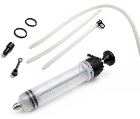 2EXTREME Ölabsaugspritze 200ml Absaugpumpe, kompatibel mit Auto, Motorrad | Handpumpe mit Schlauch, Messskala, für Öl, Getriebeöl, Kraftstoff, Wasser; kompatibel mit KFZ, Roller, Quad und Rasenmäher