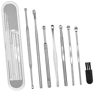 KOMBIUDA 8stücke Teiliges Edelstahl Ohrenschmalz-entferner Set Mit Rutschfestem Griff Langlebigem Earpick Für Sichere Und Effektive Ohrenreinigung Bei Erwachsenen Tragbar Und Rostfrei