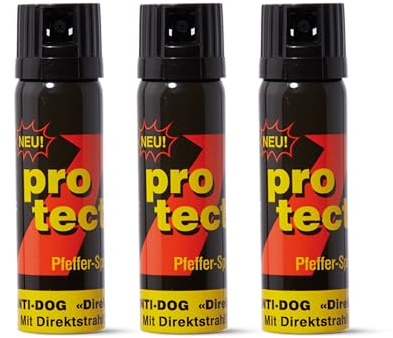 3 Stück Pfefferspray PROTECT Anti-Dog Direktstrahl 63 ml
