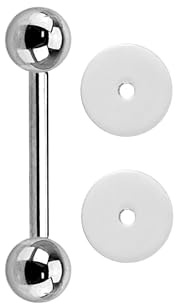 EZ Piercing 1,6mm Titan Zungenstab Anti Wildfleisch Disc SET gegen Wildfleisch Keloid am Ohr Zungenpiercing in 16mm oder 18mm Länge (1,6 x 16 x 5mm)