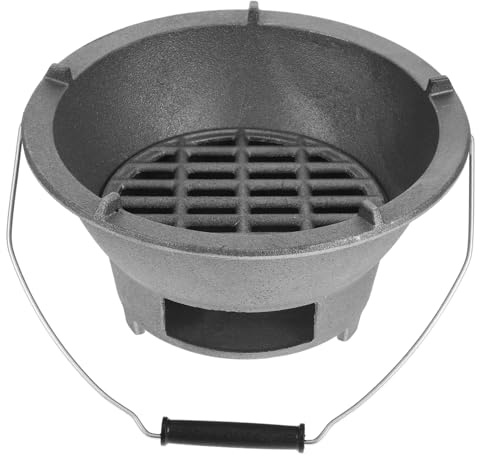 SEWOART Estufa De Hierro Fundido Para Barbacoa Portátil Al Aire Libre Para Camping y Cocina, Gran Tamaño Parrilla Interior y Mango, Parrilla De Carbón Multifuncional Para Calentamiento y Asado