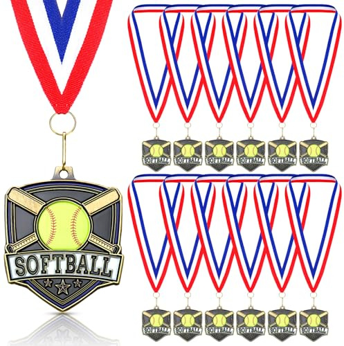 Trnayi Basketball-Medaillen, 6,1 cm, Baseball, Volleyball, Metall, Auszeichnungen mit Halsbändern, Softball, Cheer, Fußball, Track-Schild, Form, Medaillons für Erwachsene (40 Stück, Softball)