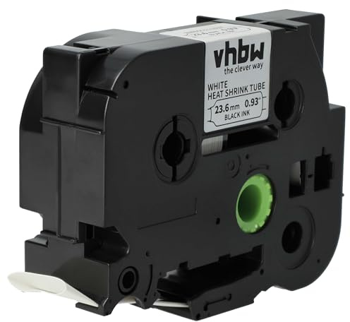 vhbw Schriftband-Kassette kompatibel mit Brother P-Touch PT-P750W Etiketten-Drucker 1,5m x 23,6mm Schwarz auf Weiß, Schrumpfschlauch-Kassette